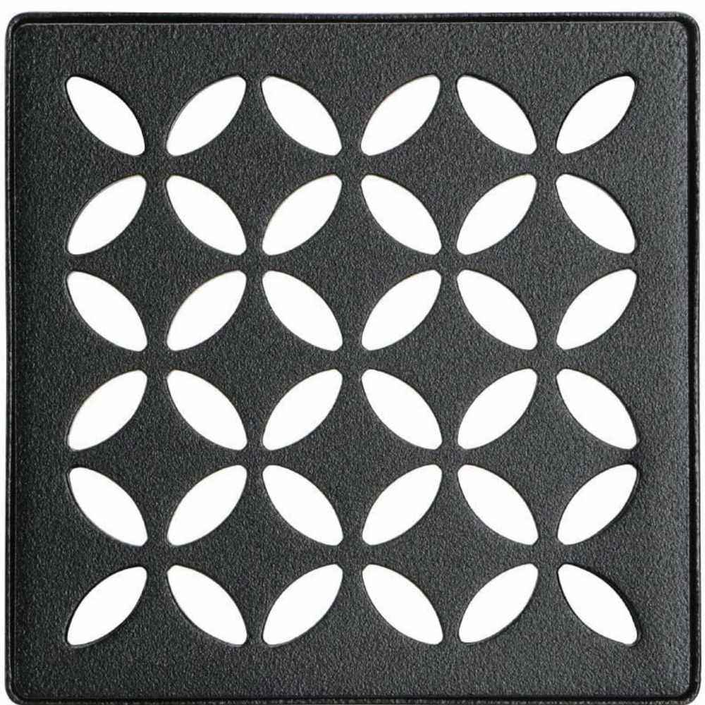 Schluter Systems Square floral Matte Black Steel Shower Drain Grate